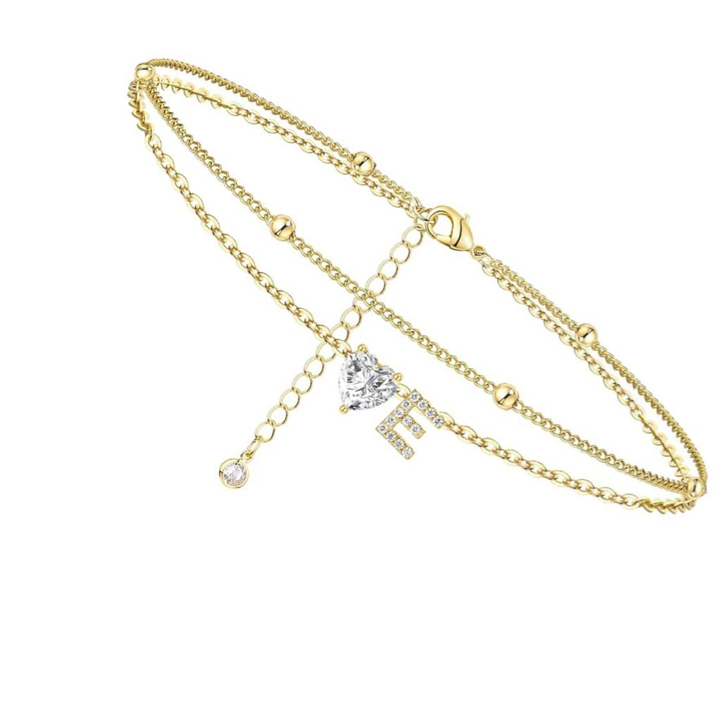 Инициал Сердце Ножной браслет Сердце Буква Ножной браслет Персонализированная монограмма Ножной браслет1 шт