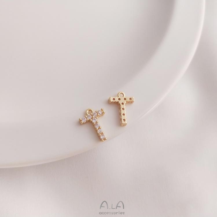14K Gold Plated Zircon Alphabet Pendant for DIY Jewelry Accessories