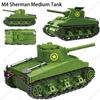 New Military Tank Building Blocks M4 Sherman Medium Tank US WW2 Weapon Model Tank Army Soliders Figure Bricks Toys For Boy Gifts