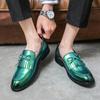 Fashion Mens Designer Casual Leather Luxury Office Purple Green Tassel Loafers Business Italian Wedding Dress Formal Male Shoes for Men