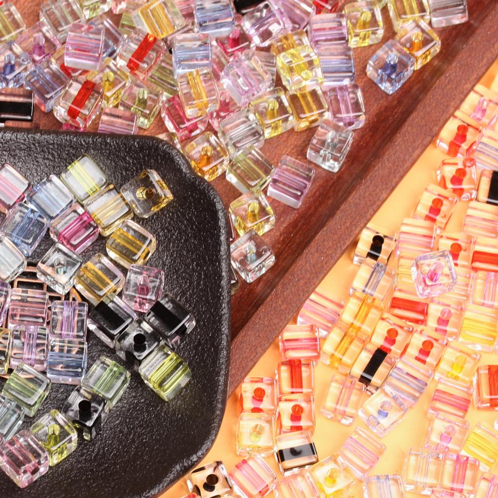 500 г около 1080 шт. ювелирные изделия для рукоделия 8 мм квадратные кубические бусины поставки браслет серьги Diy Craft прозрачные акриловые бусины для изготовления