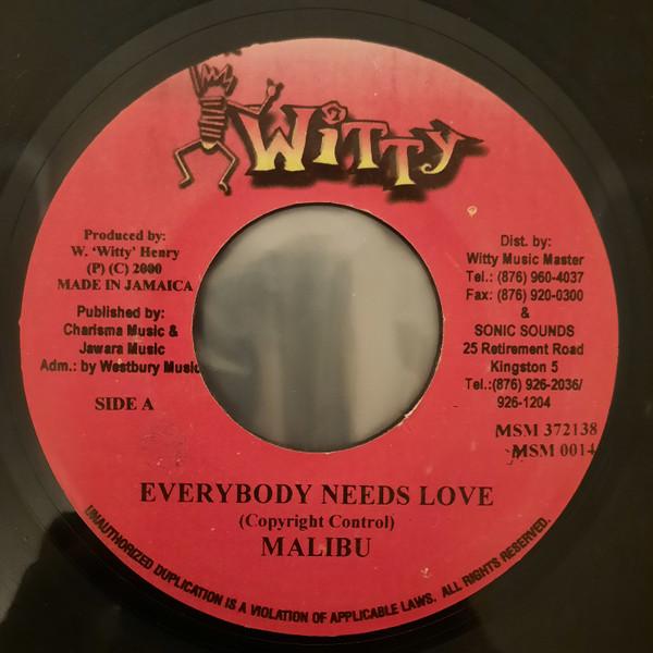 7-дюймовая пластинка MALIBU Everybody Needs Love I Need U So MSM0014 Witty 2000 Ямайка Регги Ска Даб Б/у