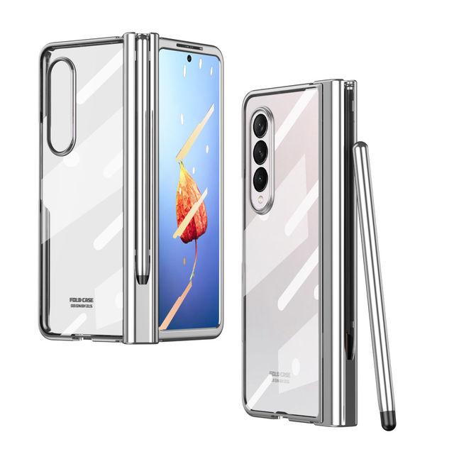 Нежный цветной чехол с гальваническим покрытием для Galaxy Z Fold Z 4 3 с установкой стилуса S Pen, все включено, защитный корпус