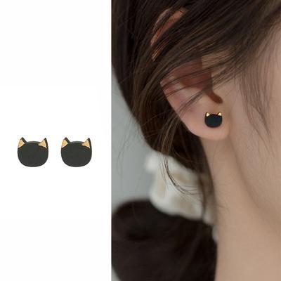 Серьги-гвоздики из серебра 925 пробы, ниша с котенком, сумка Normcore, дизайн треугольника XINGX, секс-черные серьги-гвоздики с ощущением, серебро