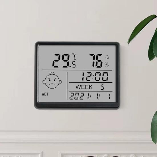 Магнитные цифровые часы с термометром влажности, ЖК-дисплей, высокая точность, термогигрометр, измеритель влажности и температуры в помещении