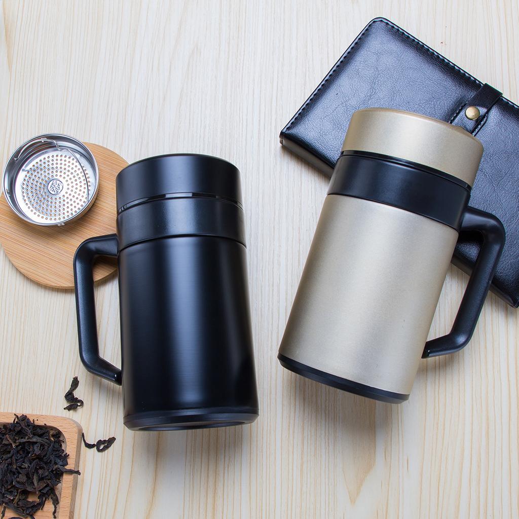 Stainless Steel Thermos Cup Gift Men's Business Office Cup with Handle Filter Tea Cup