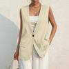 Ladies Summer Sleeveless Jacket Work Casual Sleeveless V-Neck Single Button Solid Color Suit Vest