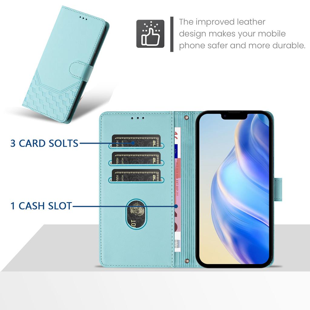 For Xiaomi Poco X7 Pro 5G Case Imprinted Honeycomb RFID Blocking Leather Phone Cover with Strap