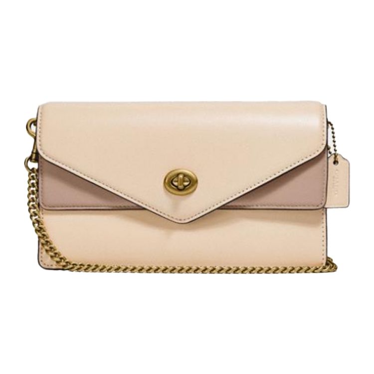 Coach Aster Color Block Minimalist Leather Envelope Shoulder Bag Women Shoulder Bag Beige Pink C0836-B4SB7