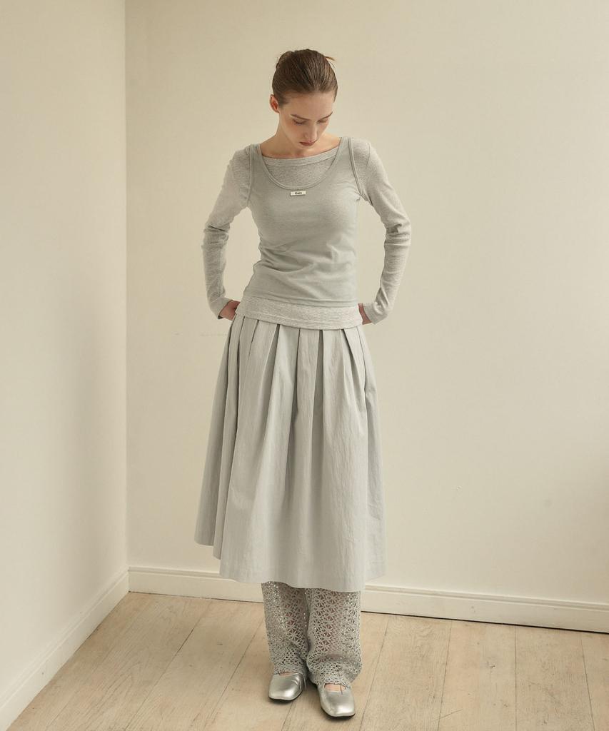 Юбка-плиссе OURO из хлопка [Светло-голубая]