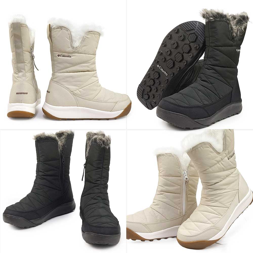 Columbia MINX SLIP V Широкие зимние ботинки с боковой молнией, женские, водонепроницаемые, теплые, Boa, нескользящая подошва, молния, черные, 7.5 (24.5см)