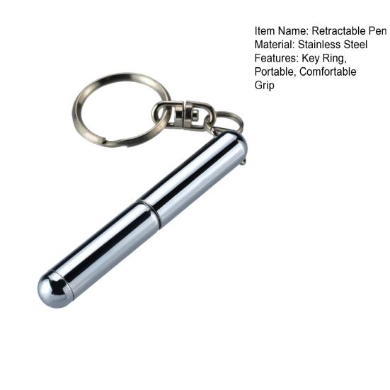 Retractable Pen Key Ring Portable Comfortable Grip Heavy Duty Stainless Steel Strong Mini Telescoping