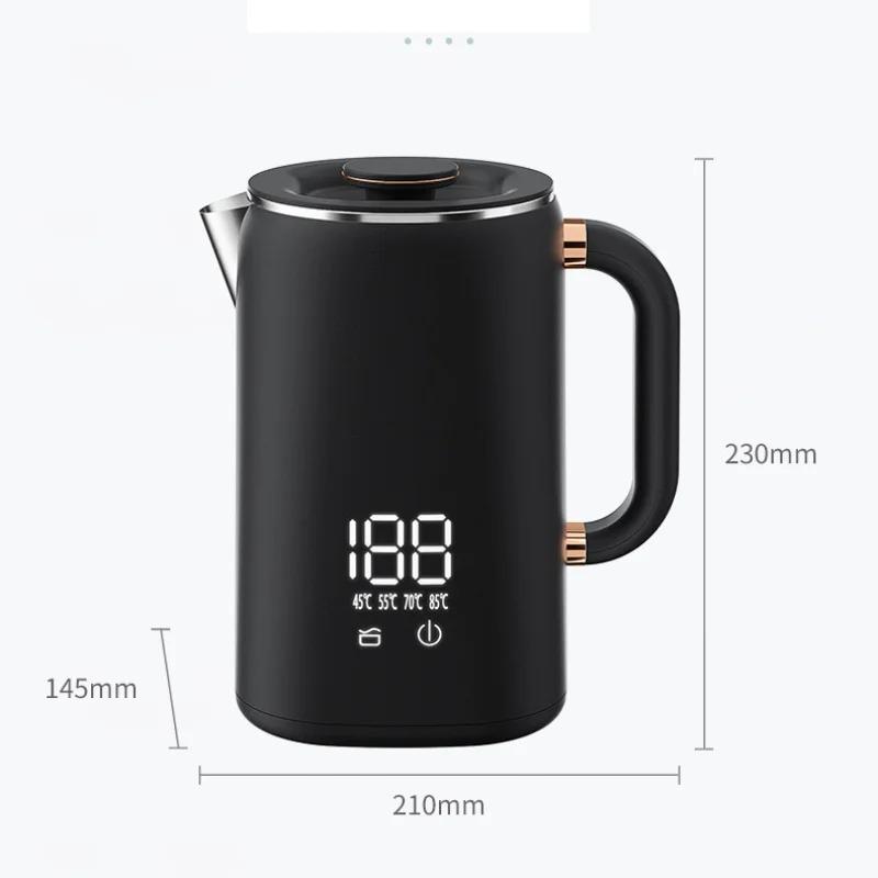 Электрический чайник 1 шт 1,7 л двухслойный противоожоговый цифровой дисплей нержавеющая сталь интеллектуальная изоляция бытовой офис отель