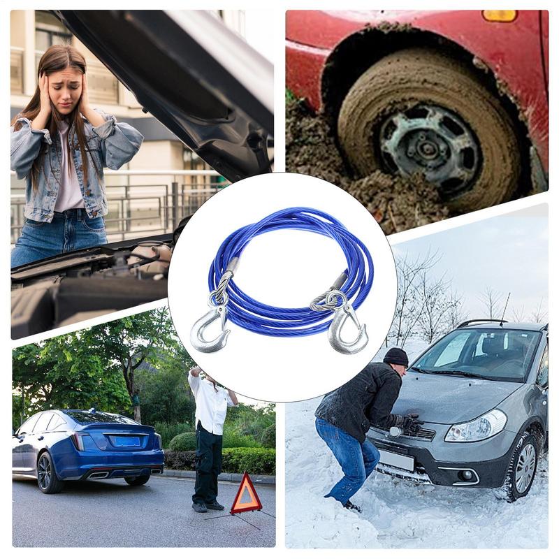 Стальной трос с крюком Стальной буксировочный ремень Автотовары Противоскользящий Высокая прочность на разрыв Для грузовиков Лодок Мотоциклов