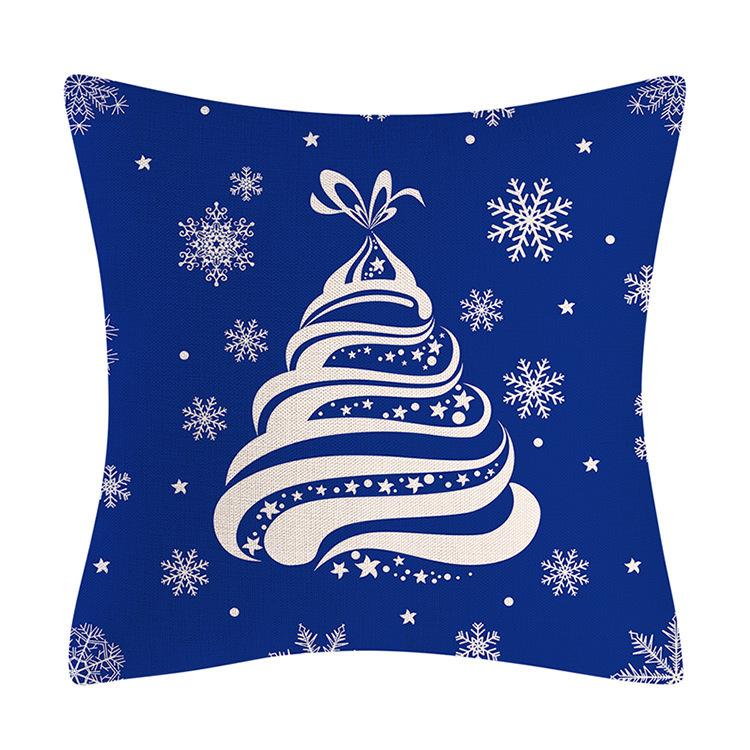 New Blue Christmas Linen Pillowcase Festive Home Decoration Bedside Pillowcase Sofa Cushion