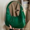 Shoulder Bag Women's 2025 New Simple and Fashionable Patent Leather Glossy Handbag French Underarm Bag Crescent Bag