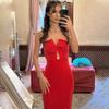Summer Sexy Hollow Out Vacation Dress For Women Sleeveless Elegant Slim Off Shoulder Long Dresses Ladies Party Fashion Street Bodycon Slit Dress Woman