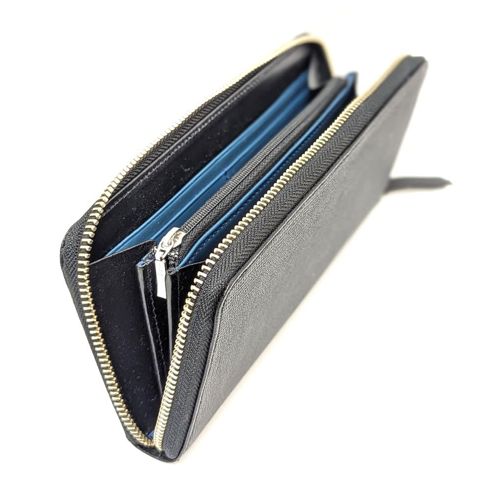 [Calcul] Round Zipper Long Wallet MOMW-CC001 Black X Blue