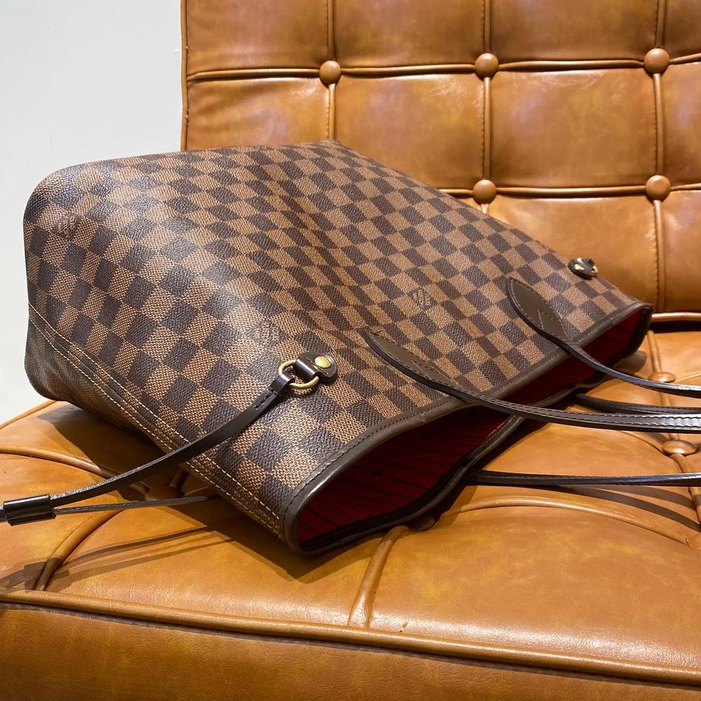 [Pre-Owned] Neverfull Mm Checkered Coated Canvas With Leather Trim Tote Bag - Excellent #XPCAA6