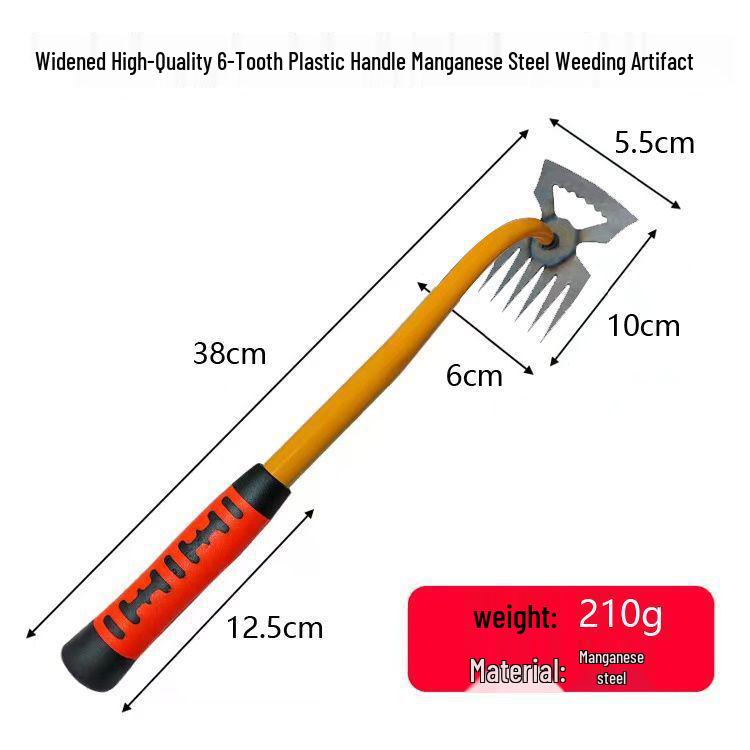 Dual-Use Steel Gardening Rake and Hoe with Saw Blade for Weeding and Root Pulling