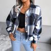 Women's Autumn and Winter Plaid Lantern Sleeve Tweed Casual Jacket
