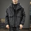 Ветрозащитная куртка для улицы, куртка с хлопковой подкладкой, мужская свободная куртка большого размера, модная брендовая, утепленная и защищенная от холода, куртка с капюшоном, на хлопковой подкладке