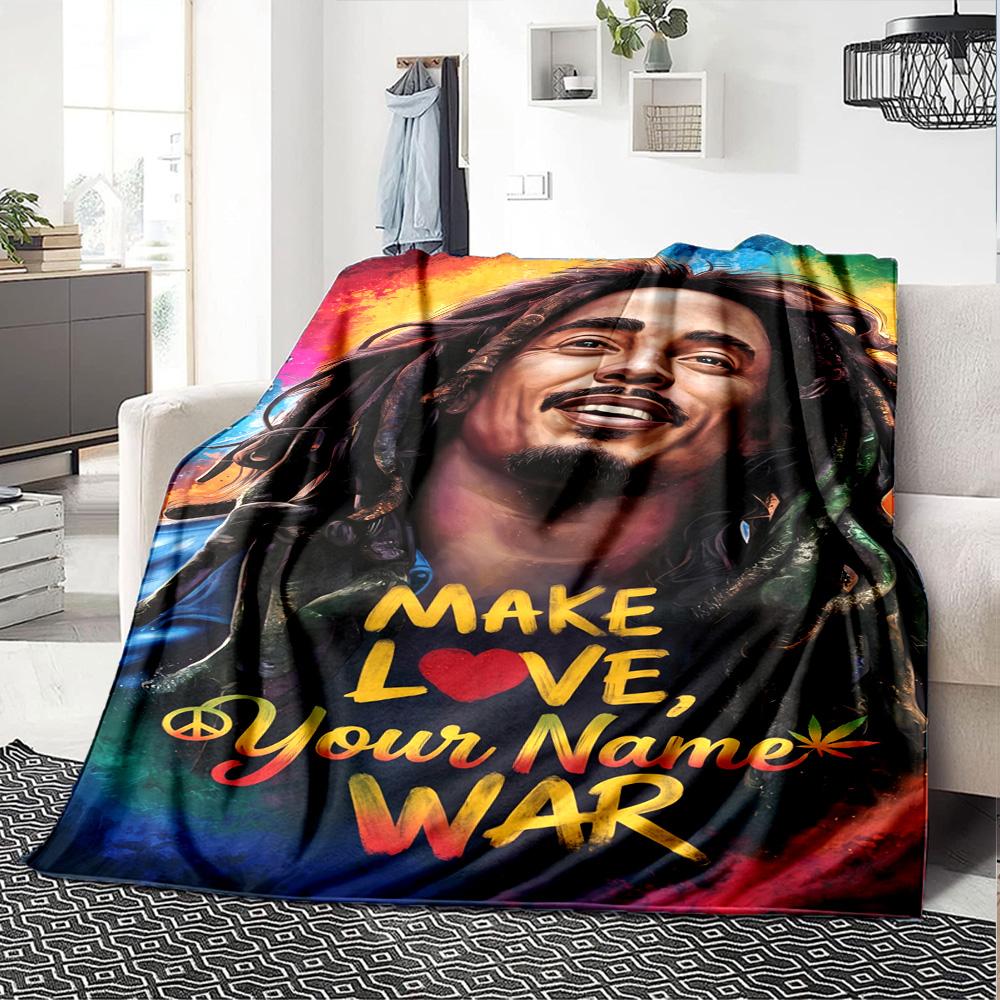 Bob Marley Customize Your Name Blanket Cozy Personalized Blanket Soft Warm Cozy Versatile for Livingroom Office Living Room Bed for All Occasions
