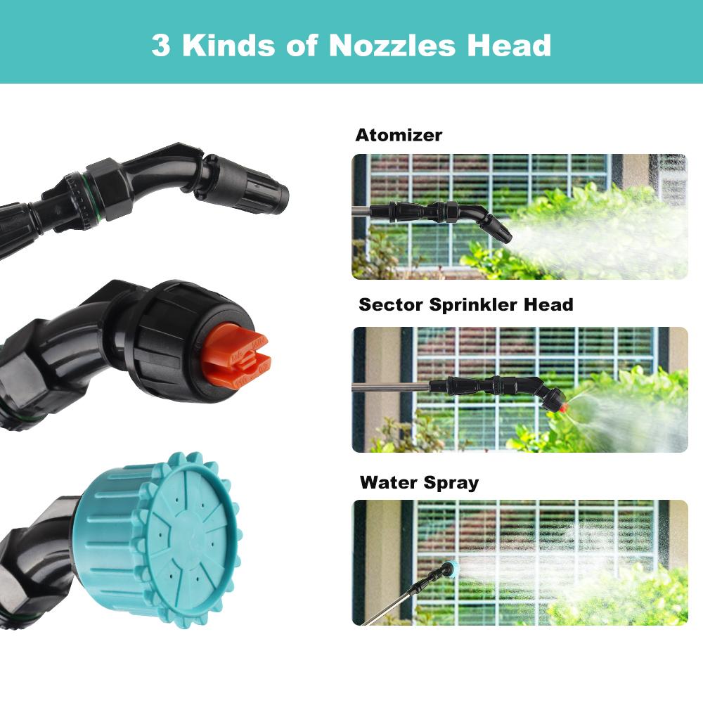 3M Hose Telescopic Handle with 3 Mist Nozzles Battery Powered Sprayer Wand 7.4V Rechargeable Electric Water Sprayer