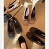 Autumn and Winter Bow Plush Warm Shallow Mouth Ballet Single Shoes Gentle Soft Waxy Plush Square Head Ballet Ladyshoes Women