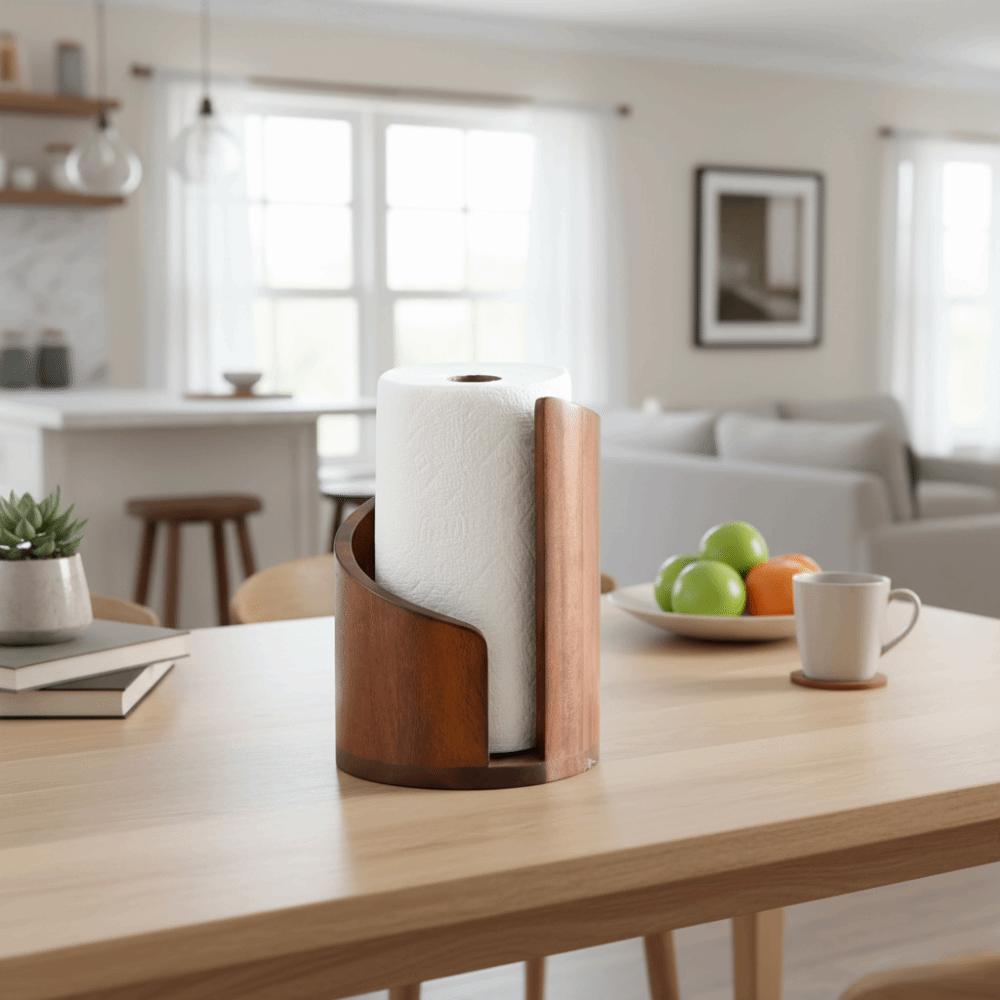 Countertop Design Wooden Paper Towel Holder Freestanding Base Freestanding Paper Roll Holder Home