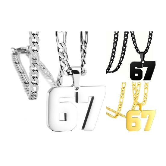 Подвеска-ожерелье с номером 67 из нержавеющей стали для мужчин, отцов, братьев, баскетбольное ожерелье, гипоаллергенное ювелирное изделие, подарок