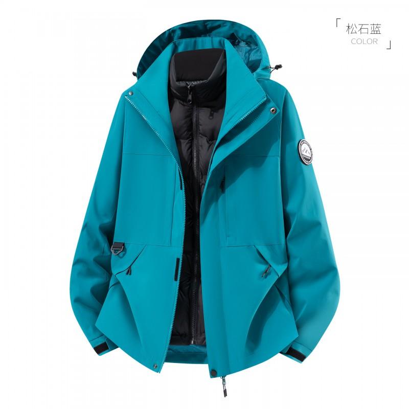Women Men 3-in-1 Winter Jacket With Down Liner Waterproof Windproof Outdoor Hiking Coat