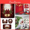 Festive Christmas Shower Curtain And Bathroom Mat Set With Waterproof Material