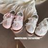 Girls Shoes 2025 Spring and Summer Pink Bow Pearl Low-top Princess Shoes Children's Breathable Mesh Board Shoes Baby