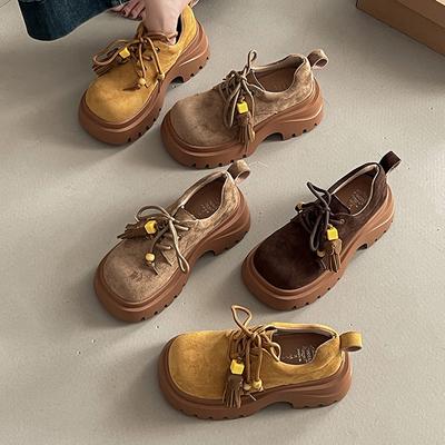Ретро мода повседневные туфли Мэри Джейн на шнуровке с бисером универсальные туфли с большой головой осень и зима верхняя толстая подошва лоферы одинарные туфли