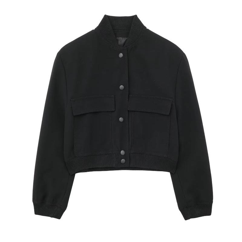 2024 элегантная однотонная уличная куртка женская с длинным рукавом на пуговицах тонкое укороченное пальто женские карманы дизайн повседневные шикарные топы новые