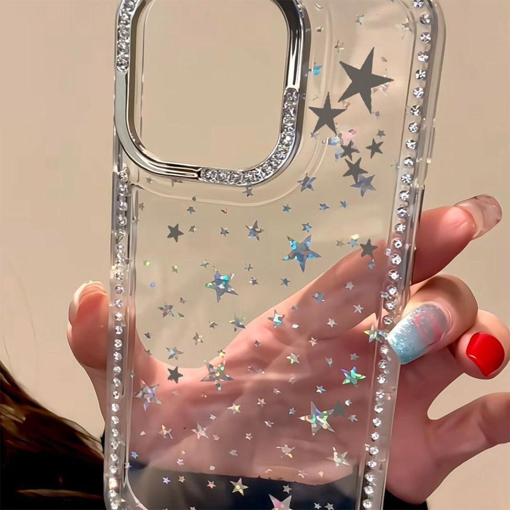 Laser Star Sparkling Diamond Shell for Apple 17PROMAX All Inclusive Japanese and Korean Large Hole Personalized Anti Fall Goddess Water Diamond Shell