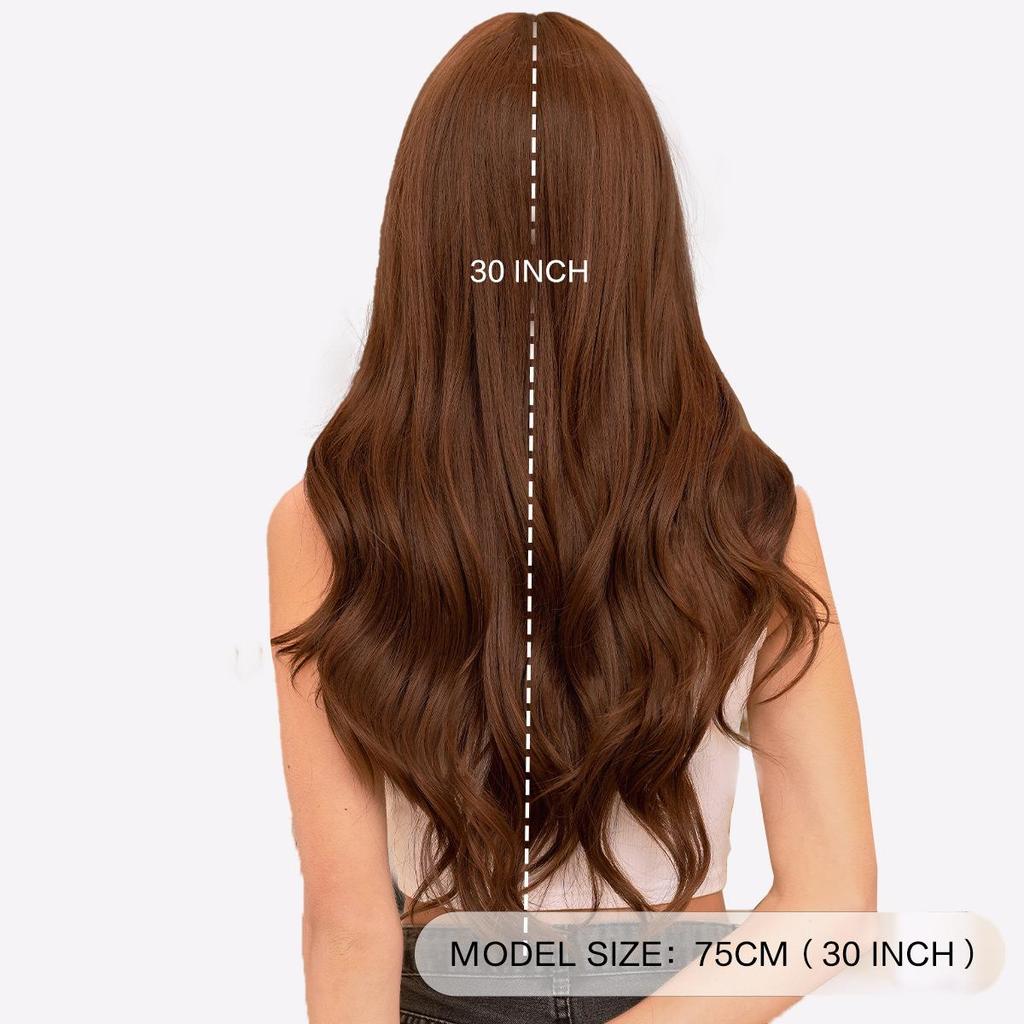 Caramel Brown Long Curly Wig - Heat Resistant Body Wave Synthetic Hairpiece, Natural-Looking Full Cap Wig for Everyday Glam & All-Season Wear