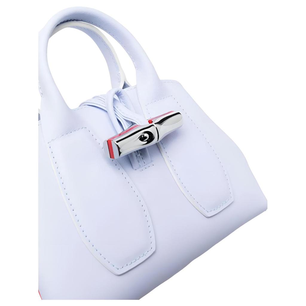 Longchamp Le Roseau 19 Detachable Shoulder Strap Bamboo Buckle Closure Leather Mini Handbag Women handbag Light-Purple 10057HDJH90