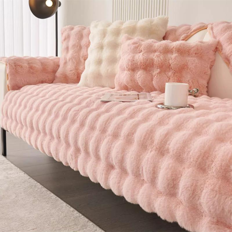 Universal Square Shape Plush Sofa Cover Thicken Rabbit Sofa Towe Winter for Living Room L Non-slip Sofa Mat Sofa Blanket Couch Cushion