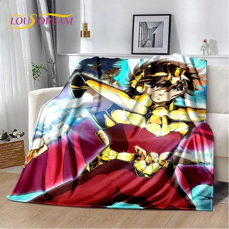 Мягкое фланелевое одеяло из мультфильма Saint Seiya 3D Retro для кроватей, диванов, пикников, пледов для отдыха на свежем воздухе, подарков