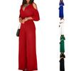 Fashion Women's V-Neck Hollow Short Sleeves Casual   Long Pants Wide Leg Pants Jumpsuits