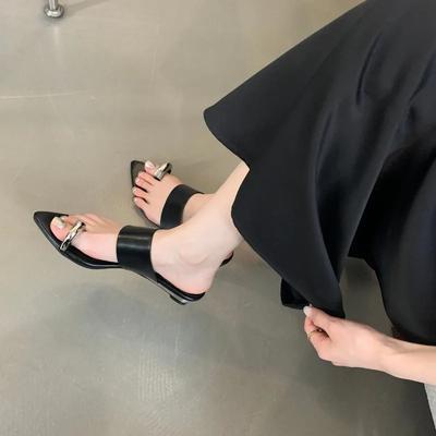 Шлепанцы на один палец с кольцом для пальца, Новые летние прохладные шлепанцы во французском стиле на танкетке для женщин, обувь 3 см