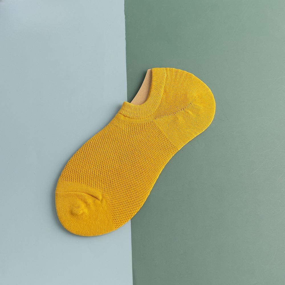 Мужские весенне-летние тонкие однотонные спортивные дышащие сетчатые носки-следки, которые не сползают