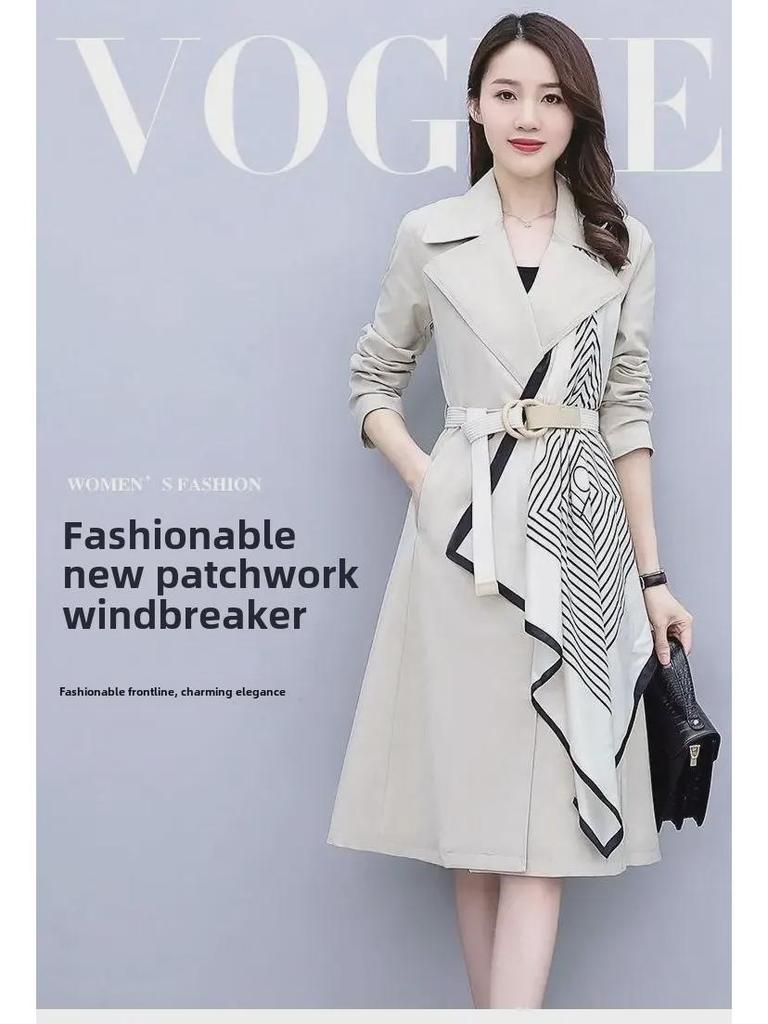 Женская повседневная ветровка средней длины в корейском стиле 2025 года