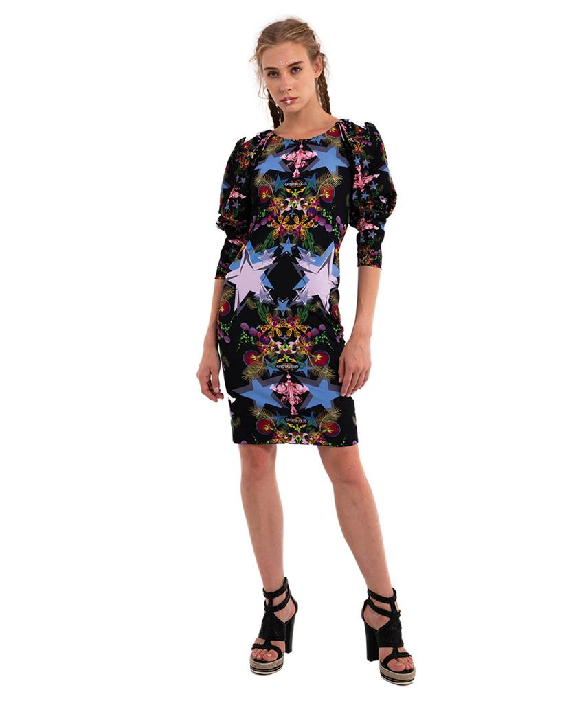 Greedius Black Chandelier Puff Dress