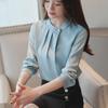 Женская рубашка в корейском стиле с длинным рукавом из атласного шифона, коллекция Весна 2025