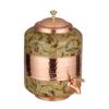 Copper Water Dispenser, Decorative Damask Pattern, Leak-Proof Tap, Heavy Weight (Gold, 14 Litres)