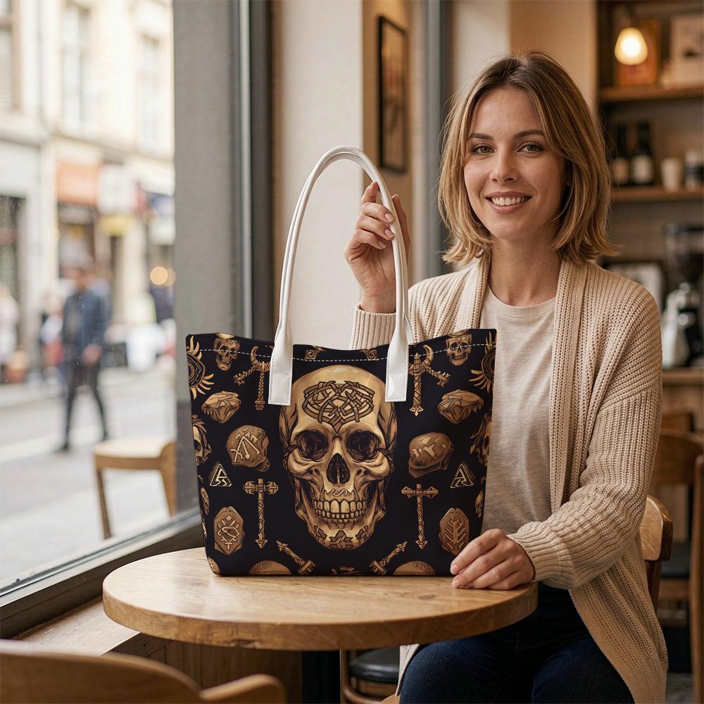 Готическая сумка-тоут с рисунком черепа, большая вместимость, для ежедневного использования, сумка через плечо