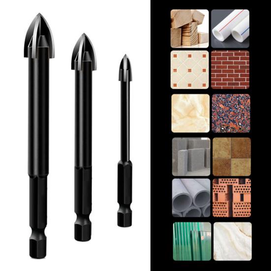 Треугольник из легированной стали, стекло, керамическая плитка, сверло, перфоратор, деревообрабатывающий инструмент